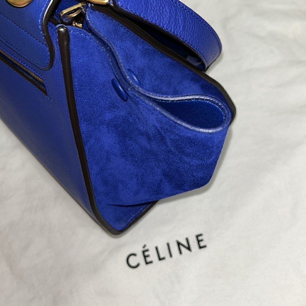 Authentic Celine Leather/Calfskin Suede Trapeze Indigo Shoulder/Top Hand… - Picture 7 of 17